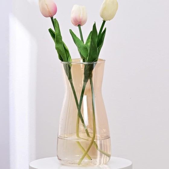 8 inch Clear Glass Flower Vases - Gray