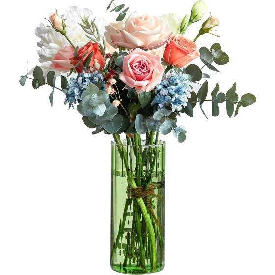 Glass Cylinder Vases - Green
